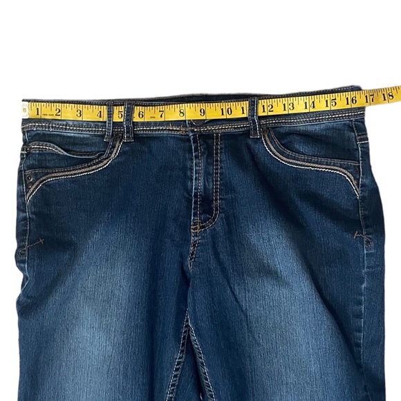 Jordache Blue Skinny Jeans, Mid-Rise, Rhinestones, Embroidered, Pockets - Picture 7 of 10